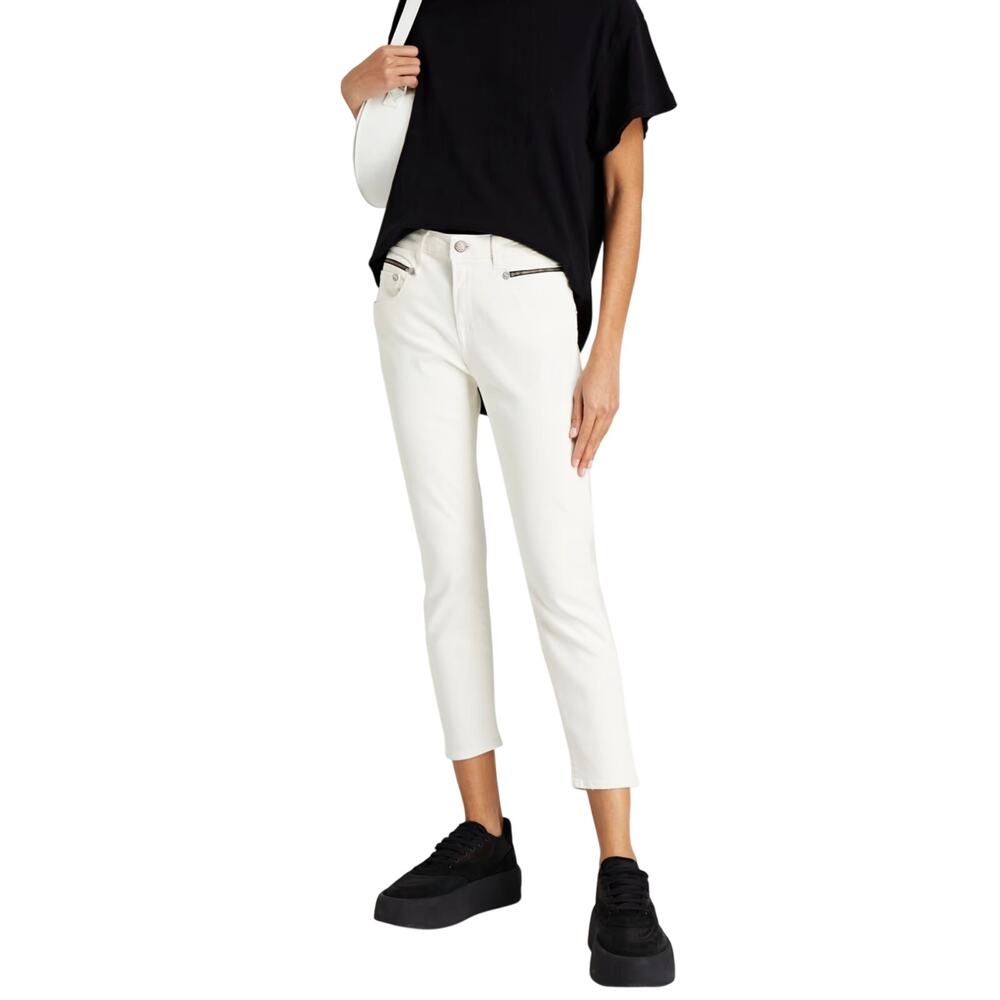 R13 Biker Boy Skinny Jeans White Riot Zip Pocket Made Italy Size 26 Womens
